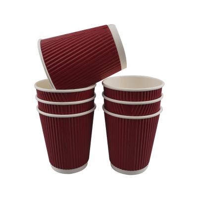 China Disposable Ripple hot coffee paper cups 8oz biodegradables disposable coffee paper cups for sale