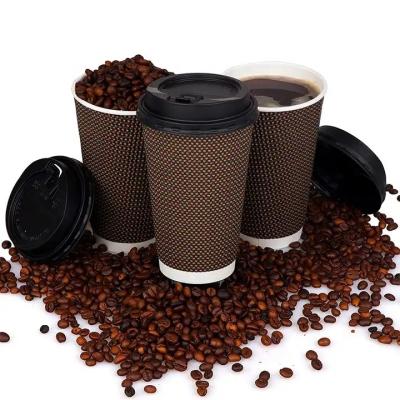 China Disposable new top paper cup price of paper cups machine make 16oz ripple wall paper hot cup for sale