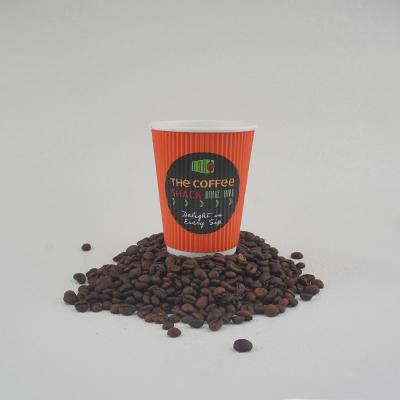 China Disposable High quality 12oz paper cups hot ripple coffee  paper cups sleeve for sale