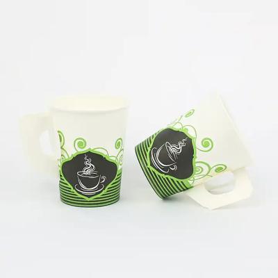 China Disposable Wholesale custom Logo printed paper coffee cups 8boz machine make paper cup with handle for sale