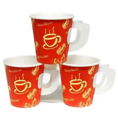 China Disposable 7oz disposable paper cups customized hot coffee paper cup with handle for sale