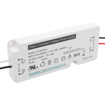 China LED Lighting AC100-240V Constant Voltage 36W 12V Ultra Slim NO Stroboflash Driver For Led Modules / Strips for sale