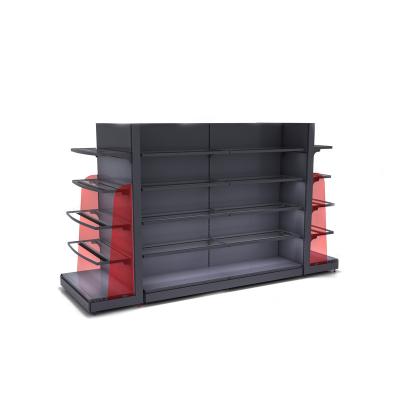 China Double Sided Shelves Supermarket Customized Super Store Display Market Steel Display Racks Display Stand For Sale for sale