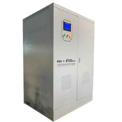 China Manufacturer SBW-F-250KVA 43-67 Hz Three Phase Separate Regulation Automatic Compensated Volt Stabiizer for sale