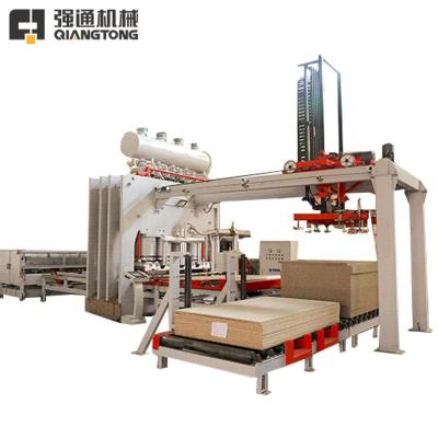 China Factory 2000ton Classic Design Full Automatic Melamine Laminating Hot Press Production Line For MDF Plywood Chipboard Particle Board for sale