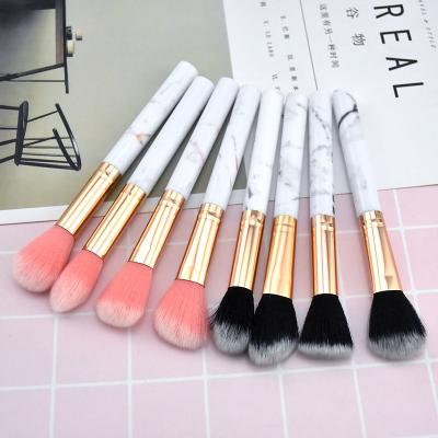 China Soft Dense Custom Branding Dense Modern Marble Colorful Nylon Soft Makeup Brush Set for sale