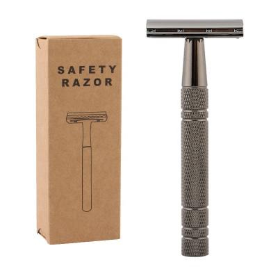 China Aluminum Facial Razor Men's Gold Blade Single Portable Daily Use Handle Shaving Razors for sale