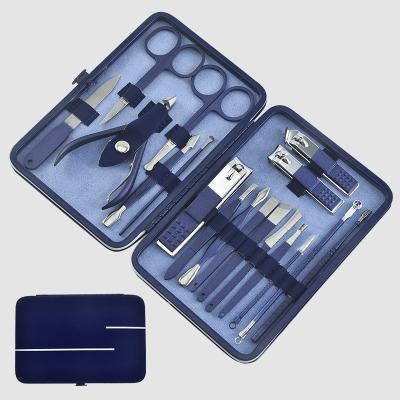 China Popular Spray Paint Craft Manicure Blue Nail Clippers 18-Piece Set Nail Tool Beauty Set for sale