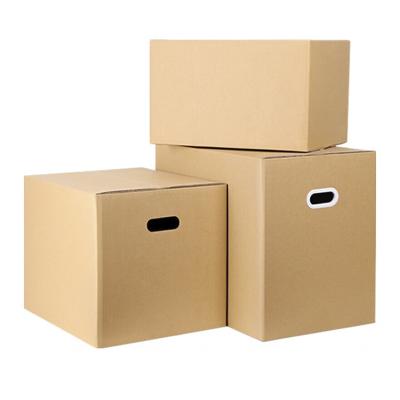 China Custom Recycled Materials Logo Brown Kraft Corrugated Cardboard Large Paper Box Shipping Cardboard Boxes Carton Moving Cardboard Box With Handle Hole for sale