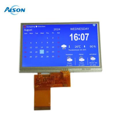 China 4.3 polegadas TFT Resistive Touch Screen 350 cd/m2 Color TFT Screen 480X272 Com Interface RGB à venda