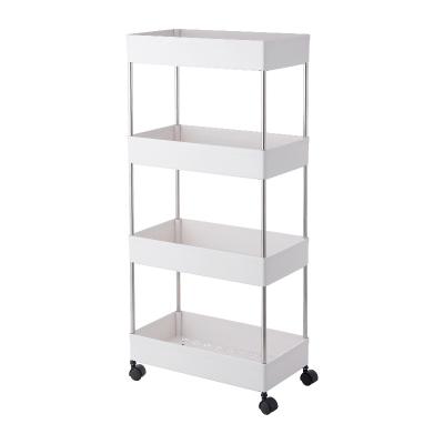 China 2/3/4 Tier Sustainable Plastic Storage Rack Organizer Home For Kitchen Bathroom With Wheels Home Office for sale