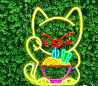 China event & Party Maneki neko Led Ramen Neon Sign Japanese Noodles Lamp Lucky Cat Anime Led Neon Sign Light for sale