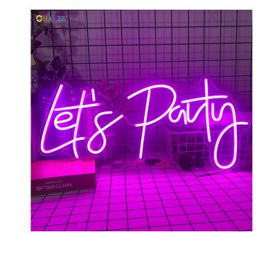 China Custom Eco-Friendly Dropshipping Happy Birthday Party Logo Neon Light Decorative Sign Flex Led Lets Party Acrylic for sale