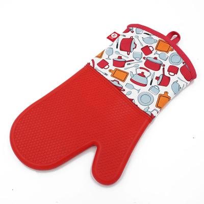 China Sales Of Available Non-Slip Heat Resistant Professional 1 Extra Long Gloves Pair Silicone Cooking Oven Mitts for sale