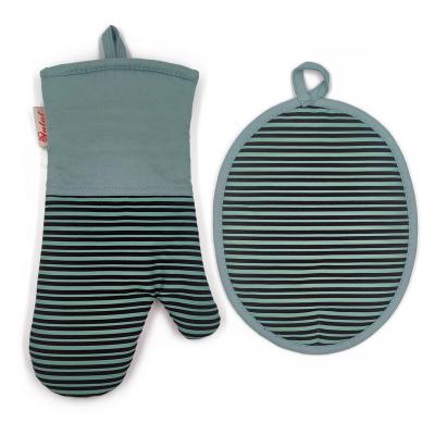 China Wholesale Non Slip Strip Lane Silicone Oven Gloves and Silicone Pot Holder Set for sale