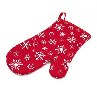 China Non Slip Christmas Series Design Oven Gloves Heat Resistant Silicone Printing Cotton Oven Glove for sale