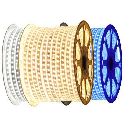 China Residential 220Vac 110Vac 420led/m high voltage COB CRI>90 led strip light waterproof fita luce IP67 beam angle 180 10m 20m 50m for sale