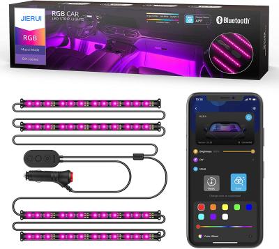 China Automotive Industry 48led 4in 1 Decorative Accessory Ambient Strips Led Car Interior Spell Kit Atmosphere Remote Control Cold Light for sale