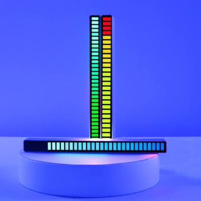 China Sound Light Car Audio Aluminum Sound Light Car LED Indicator RGB Spectrum Voice Control RGB Music Light Bulb 32 Music Level Indicator Bar Desk Light for sale