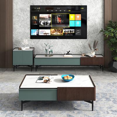 China Modern Minimalist Nordic Minimalist Luxury Living Room Office Locker Light Combination Cabinet Rock Panel Rock Coffee Table TV Panel Coffee Table for sale