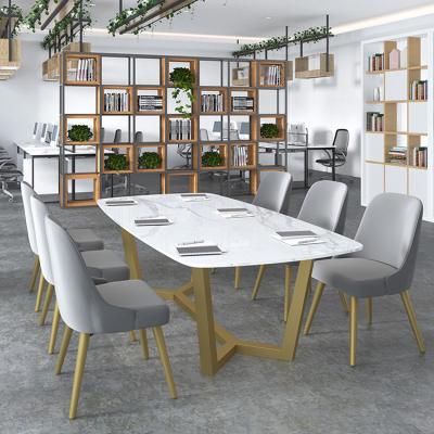 China Fine Workmanship Nordic Light Luxury Marble Office Desks And Rectangular Office Composed With Chairs In Meeting Room for sale