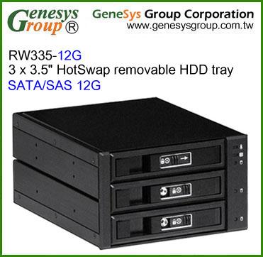 China Aluminum RW335-12G, 12G SATA/SAS Cage, Movable HotSwap 2x5.25