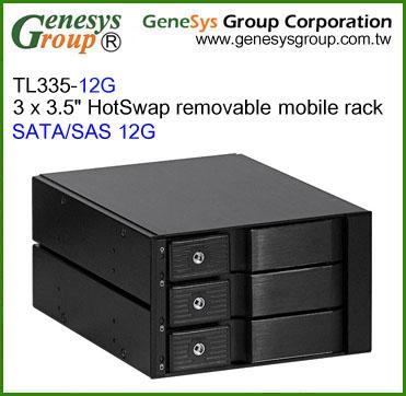 China Aluminum TL335-12G, 2x5.25” to 12G SATA/SAS Cage, 3x3.5” Tray Less Mobile Hotswap HDD HotSwap Rack for sale