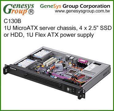 China With C130B fan, 1U MicroATX server chassis, 4x 2.5