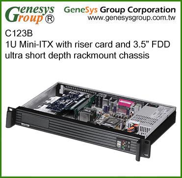 China With Mini-ITX C123B, 1U fan with riser card and 3.5