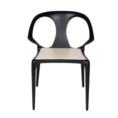 China Convertible V9 SPACE Modern Cheap Ash Wood Black Frame White Leather Dining Chair for sale