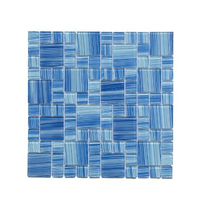 China New Modern Elegant Collection Design Moonight Blue Glossy Hand Painted Mosaic For Pool And Wall for sale