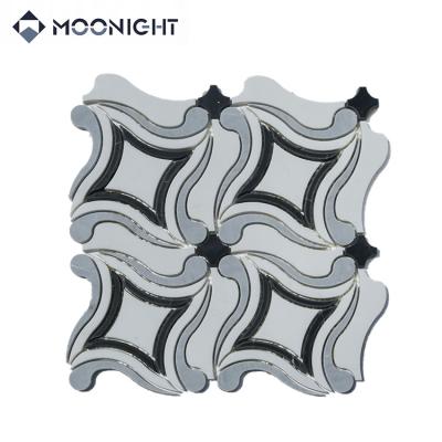 China Moonight 3d Backsplash Mosaic Tile Stone Waterjet Tile Modern Waterjet Mosaic Tile for sale