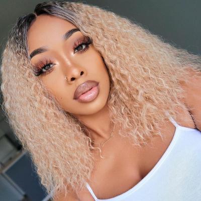 China Jerry Curl Factory Wholesale 100 Virgin Cuticle Aligned Hair Curly Bob Lace Front Wig for sale