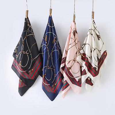 China Cheap Wholesale Custom Polyester Custom Printed Silk Satin Square Scarf for sale