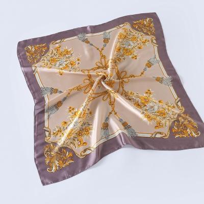 China Polyester Summer Satin Square Customize Head Wraps Design Neckerchief Scarf for sale