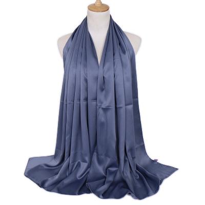 China Hot Sale Fashion Polyester Scarf With Sparkle Glitter Plain Silk Satin For Muslim Women for sale