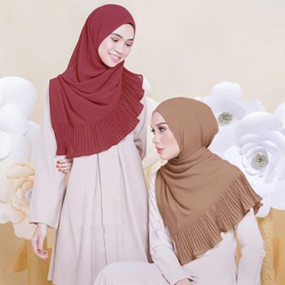 China Wholesale High Quality Solid Women Ruffle Chiffon Scarf Muslim Simple Hijab for sale