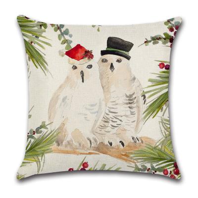 China 2022 New Christmas Cartoon Elk Elk Squirrel Bell Pillow Cover Pillow Case Anti-Static Animal Canvas Home Running Home Decoration Case for sale