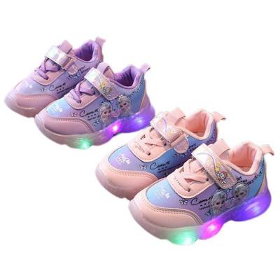 China Around 2022 New Girls Children's Girls Children's Shoes Luminous Princess Cute Pink Pretty Fashionable Cartoon LED Light Sports Shoes Sneakers for sale