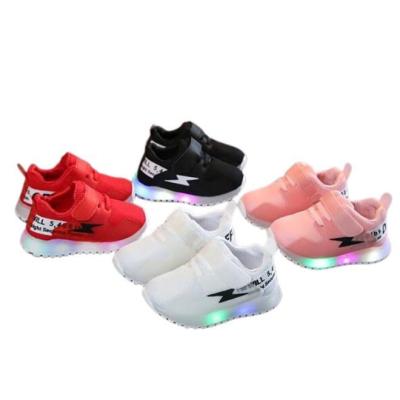 China Round 2022 New Children's Shoes LED Lighting Sports Shoes Soft Unique Luminous Light Mesh Glow Kids Simple Breathable Sneakers for sale