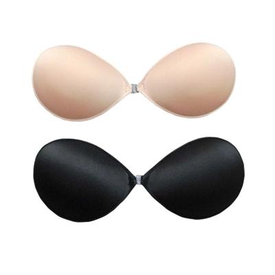 China Mei Xiao Ti Glossy Cloth Silicone Inner Seamless Invisible Self Adhesive Stick On Face Seamless Silicone Cloth Cup Bra On Deep V Chest Bra for sale