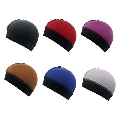 China Breathable Designer Polyester Spandex Durag Headband Headwrap Head Hat Wholesale Simple Wave Compression Hat for sale