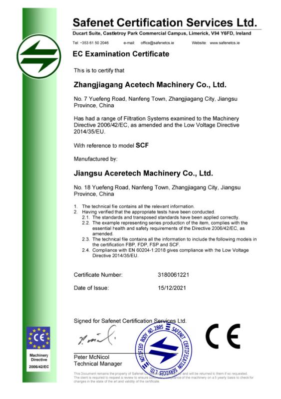 CE - Jiangsu Aceretech Machinery Co., Ltd.