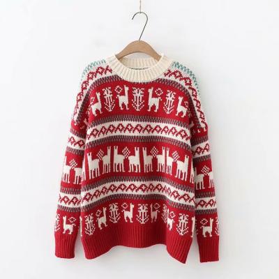 China Anti-Wrinkle Christmas Sweater Pullovers Sweater Novelty Christmas Knitted Women Casual Clothing Gift for sale