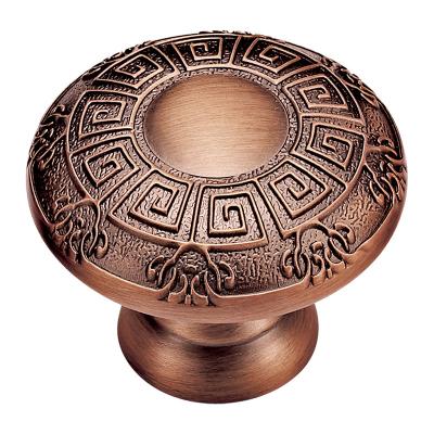 China Forged Brass Furniture Knob and Pull Handle With Antique Style Patterns for sale