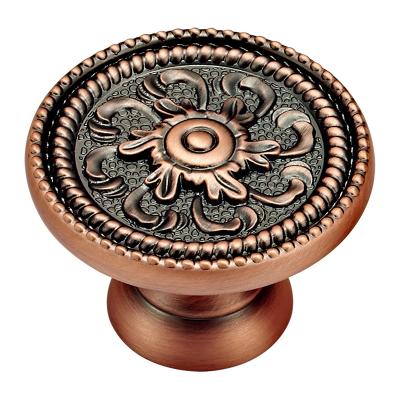 China Classic Style Forged Brass Furniture Knob Pull Handle With Patterns for sale