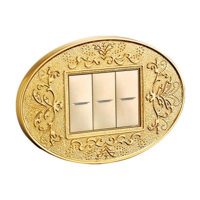 China Forged Brass 3 Gang One Way Wall Switch With Classic Patterns And LED Indicator for sale