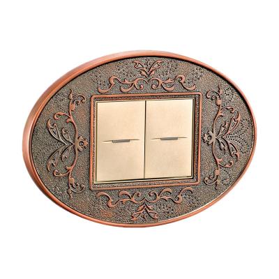 China Forged Brass Two Gang One / two Way Wall Switch With Classic Patterns And LED Indicator for sale