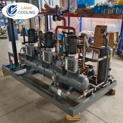 China Emerson Three Parallel Copeland Scroll Compressors Condensing units for Low Temperature Refrigeration System Coldroom for sale