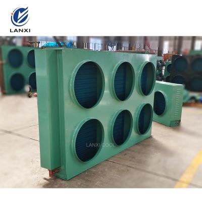 China Industrial Refrigeration Equipment Spare Parts Chinese Manufacturers Four Fan Flat Air Cooled Condenser Refrigeration Compressor Condenser for sale